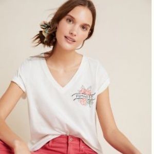 Anthropologie FEMINIST EMBROIDERED TEE, NWOT